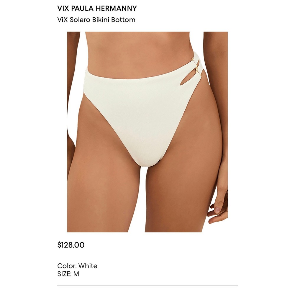 ViX Paula Hermanny Solaro Bikini Bottom Bianca Brandolini White Medium NWT